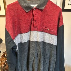 Classic Red, Gray, and Black Button Down Shirt